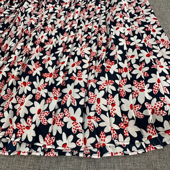 J. Crew Pleated Skirt Floral Sz 00‎ Blue Red White Lined Zipper - Picture 5 of 12